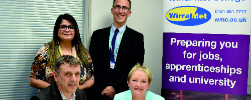 Mental Health AOC Signup with the North West Area AOC Director Richard Caulfield, Principle Sue of Wirral Met College, Assistant Principle Ste Bailey and Director of People and Organisational Development Pooja Furniss