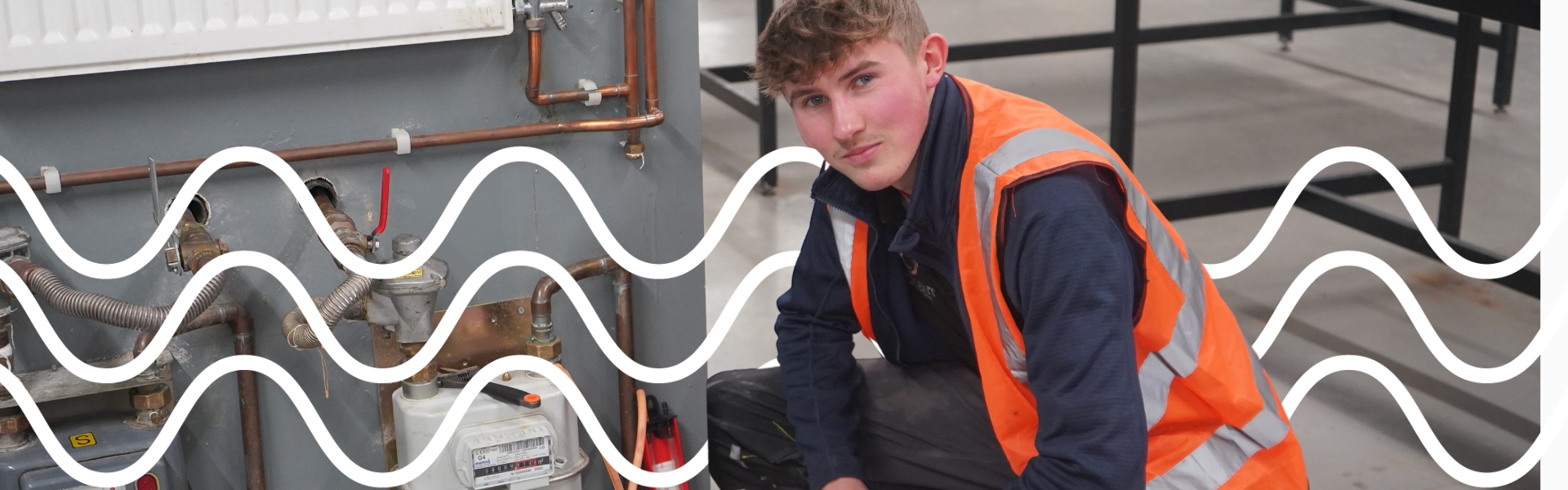 Gas and plumbing apprentice working 