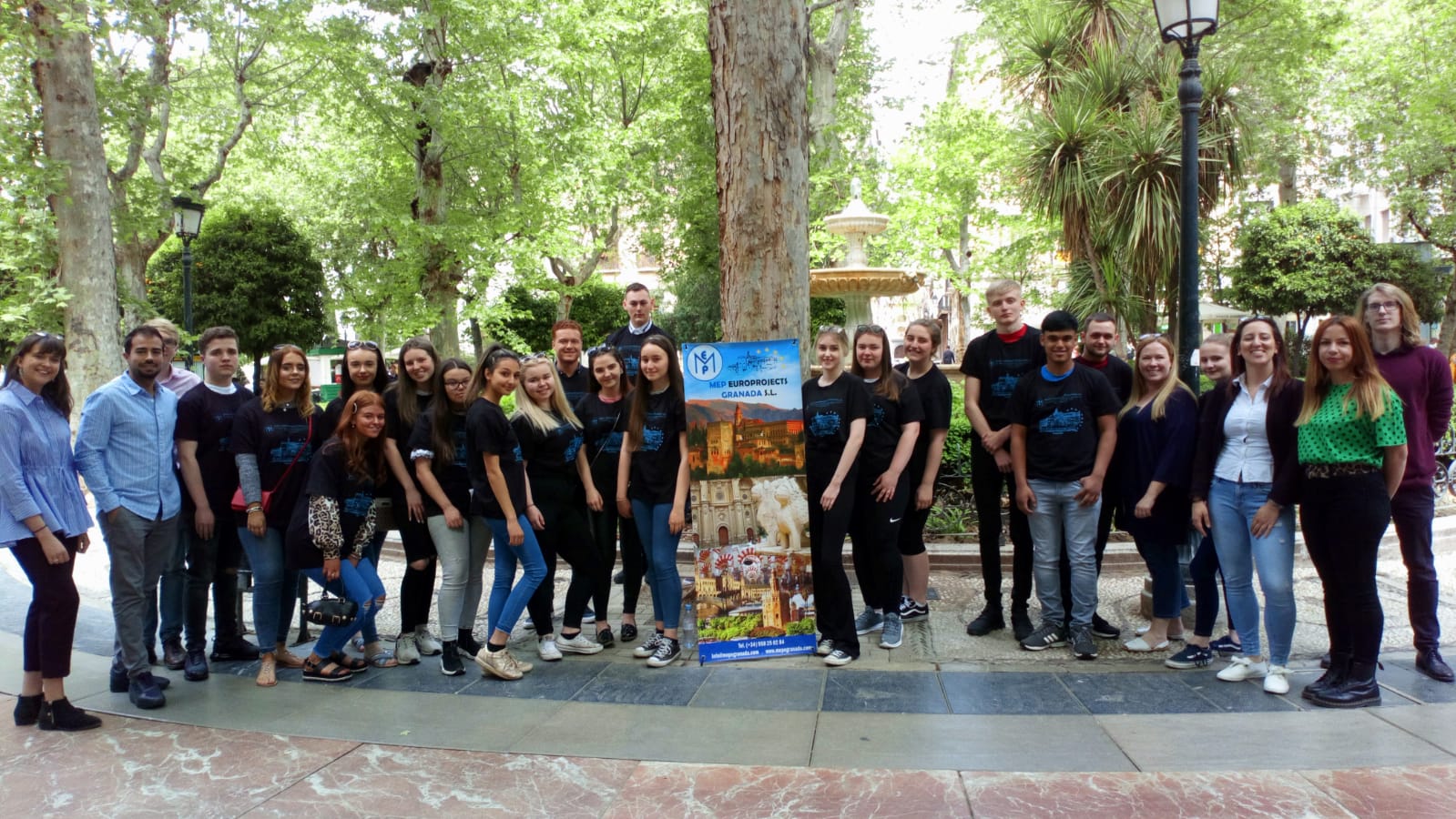 Travel and Toruism students standing in Granada, Spain on a college trip